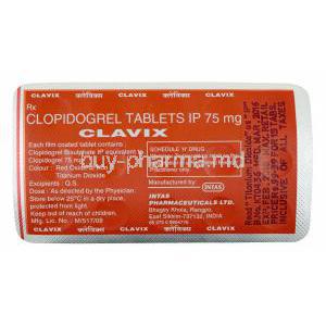 Clavix, Generic Plavix , Clopidogrel  75mg information