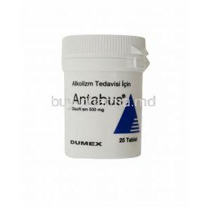 Antabus, Disulfiram, 500mg 25 Tabs, bottle front view