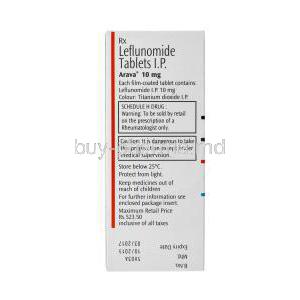 Arava, Leflunomide, 30 tabs 10mg, description with storage instructions