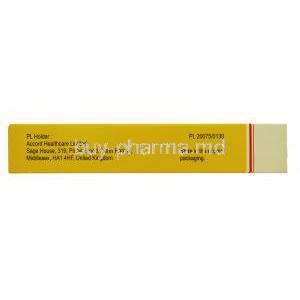 Accord Amlodipine Besilate 10mg 28tabs, packaging side view manufactured by Accord healthcare limited