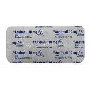 Anafranil, Clomipramine 10mg 30tabs, Draje, blister pack information