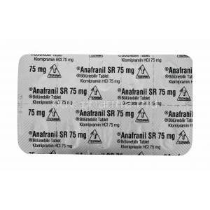 Anafranil, Clomipramine 10mg 20tabs, teofarma, blister back view information