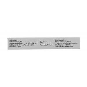 Generic Arimidex, Anastrozole 1mg 28 tabs packaging side view, Distributed by niche generics limited