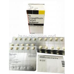 Jardiance, Empagliflozin, 90 tabs 10mg, box packaging, blister packs, information sheet