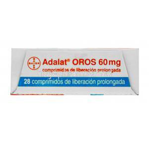 Adalat Oros, Nifedipine 60mg, 30 tablets, box information