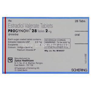 Progynova , Estradiol 2 mg Tablet Schering Manufacturer information