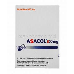 Asacol, Mesalazine, 90tabs 800mg, Packaging Information