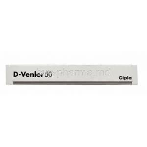 D- Venlor 50, Cipla, Desvenlafaxine Succinate E. R 50mg 30tabs, Box packaging side view