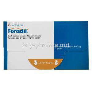 Novartis Foradil Aerolizer, 12 mcg 60 cap (With Aerolizer), Side of Box view