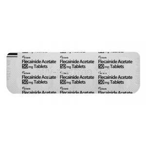 Flecainide Acetate 50mg 60 tabs, blister pack presentation with information