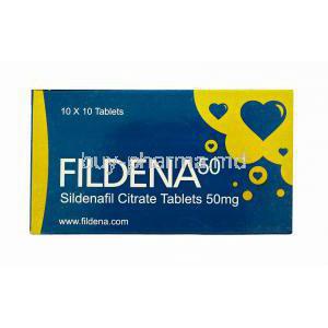 Generic Viagra, Sildenafil citrate, 50mg 100tabs, box front presentation