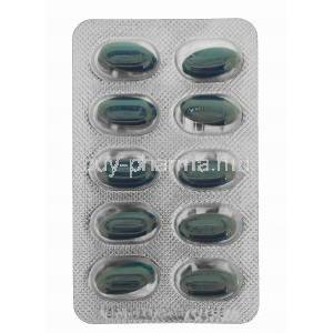 Generic Viagra, Sildenafil Soft tablet, 100mg 100 capsules, Blister pack front view of capsules