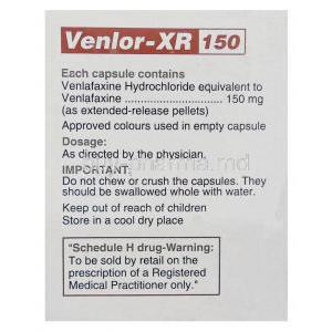 Venlor-XR, Generic Effexor, Venlafaxine XR 150 mg Capsule Cipla Composition