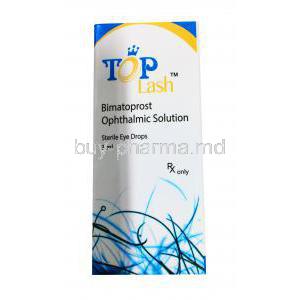 Toplash, Bimatoprost 0.03% 3ml Eye drops box