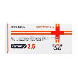 Generic Zaroxolyn/ Mykrox, Metolazone Tablets IP, Zytanix 2.5mg Zydus CND, box front presentation