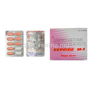 Gepride M -1, Glimepiride/Metformin, 1mg/500mg, 10tabs