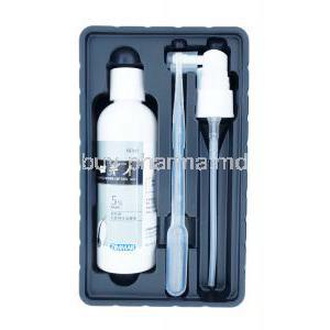 Rogino, Minoxidil, 60ml, 5%, ZImmar, bottle, nozzle head and plastic dispenser presentation