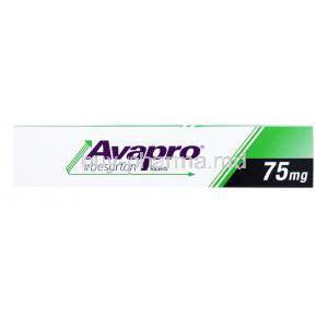 Avapro, Irbesartan, 75mg 30tabs, Sanofi, box side presentation