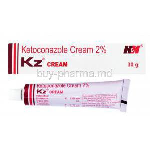 Generic Nizoral, Ketoconazole  Cream, KZ Cream 2% 30g, H&H, Box and tube front presentation