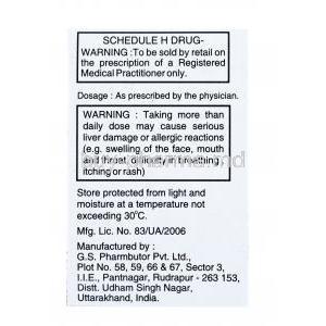 Myospaz Forte, Chlorzoxazone/ Diclofenac / Paracetamol, Win Medicare, box  side presentation, warning label, Storage instructions, manufactured by G.S. PharmButor Pvt. Ltd.