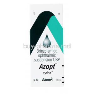 Azopt Eye Solution, Brinzolamide ophthalmic suspension USP, 5ml sterile, box front presentation