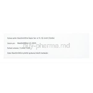Zyban, Bupropion Hydrochloride, 60 tabs 150mg, GSK, Box side presentation