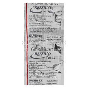 Refzil O, Cefprozil 500  mg packaging