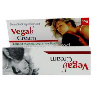 Vegah, Sildenafil/ Lignocaine 2% 15 gm Cream Box  top view