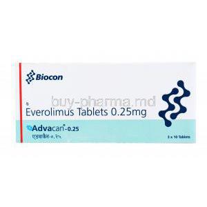 Advacan, Everolimus, 0.25mg, 3x10 tablets, Biocon, Box front presentation