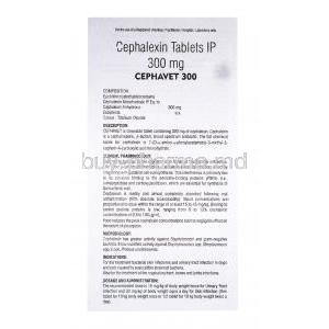 Cephavet, Cephalexin, 300mg, package insert front view information