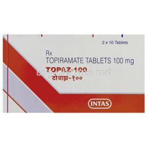 Generic  Topamax, Topiramate 100 mg Box front