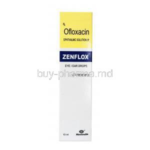 Generic Ocuflox, Ofloxacin Eye/ear Drop, Zenflox, 10ml box front presentation