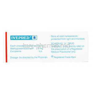 Ivepred, Methylprednisolone 8mg, box side presentation with information