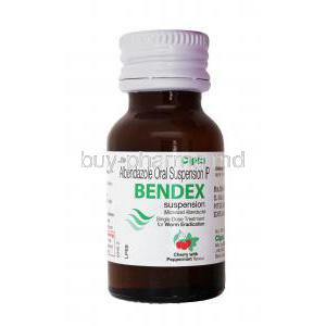 Generic Albenza, Albendazole Suspension,Bendex suspension, Cipla, 10ml  bottle front presentation
