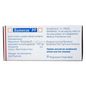 Sompraz, Esomeprazole 20mg dosage