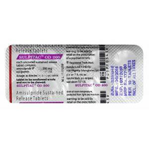 Sulpitac SR, Amisulpride 200mg tablets back