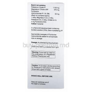 Noculi B6 Liquid, Potassium Citrate/ Magnesium Citrate/ Vitamin B6 (Pyridoxine) dosage
