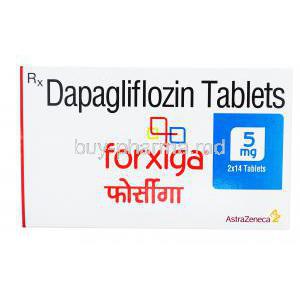 Forxiga, Dapagliflozin , 5mg 28tabs, AstraZeneca, box front presentation