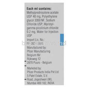 Depo-Medrol, Methylprednisolone Acetate Injection Box manufacturing info