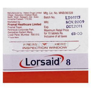 Lornoxicam  Tablet manufacturer info
