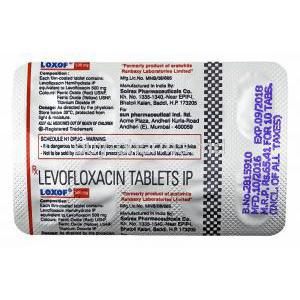 Loxof 500,Levofloxacin tablets back