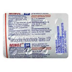 Minoz 50, Minocycline tablets back