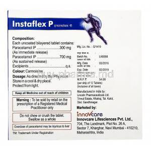 Instaflex P, Paracetamol dosage