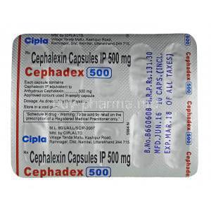 Cephadex, Cefalexin tablets back
