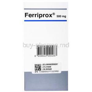 Ferriprox, Deferiprone 500mg 100tabs, Chiesi, Apotex, box back presentation
