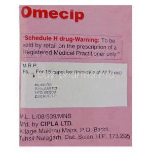 Omecip, Generic  Prilosec, Omeprazole Capsule Cipla Manufacturer data