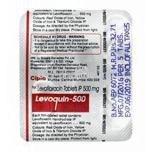 Levoquin, Levofloxacin 500mg tablets back