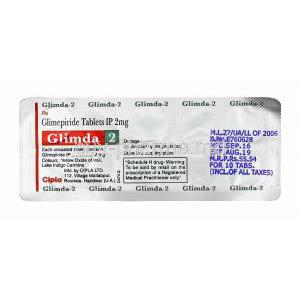 Glimda, Glimepiride 2mg tablets back