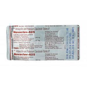 Novaclav, Amoxicillin and Clavulanic Acid tablets back