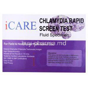 iCare Chlamydia Rapid Screen Test Kit,Fluid Specimen, Box back presentation with information